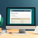Persona sosteniendo una Constancia de Situación Fiscal SAT impresa frente a una computadora con el sitio web del SAT en pantalla, año 2025.