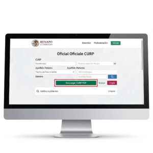 Pantalla del portal oficial mostrando opción de descargar CURP gratis en PDF.