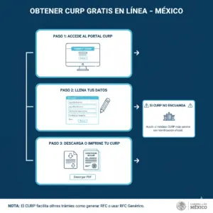 Infografía mostrando los pasos para generar RFC con CURP desde la web oficial del SAT